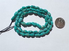 Genuine Campitos Blue-Green Turquoise Nugget Beads - 7-8x-4-4.5mm - Strand