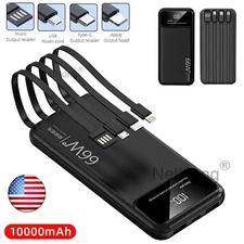 66W 10000mAh Power Bank Fast Charger 2 USB External Battery for Mobile Phones