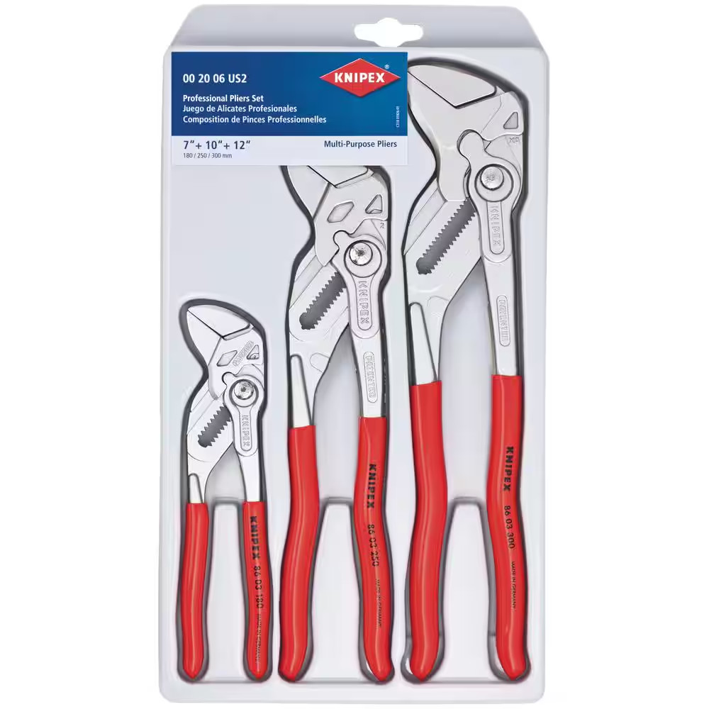 Forged Steel Nickel Plated Pliers Wrench Set (3-Piece)