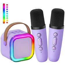 Kids Karaoke Speaker with 2 Wireless Mics Voice Effects Party Gift,Sing Toy