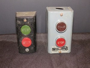 Vintage Push Button Industrial Start Stop Switch Allen Bradley, General Electric