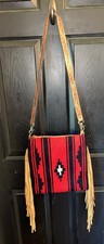 American Darling Women's Crossbody Saddle Blanket Purse With Fringe Cowgirl Boho