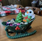 Lefton Holly Sleigh With Ornaments And Ty Snowman (shivers) — photo 1