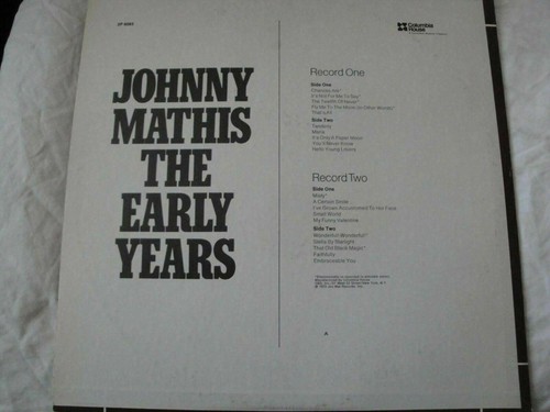 JOHNNY MATHIS THE EARLY YEARS 2X VINYL LP 1973 COLUMBIA HOUSE RECORDS TENDERLY - Picture 2 of 3
