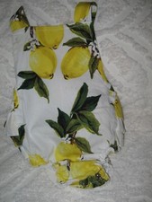 Vintage Baby Girl Criss-Cross Straps Sunsuit Romper Lemons Ruffled Bottom Bow S