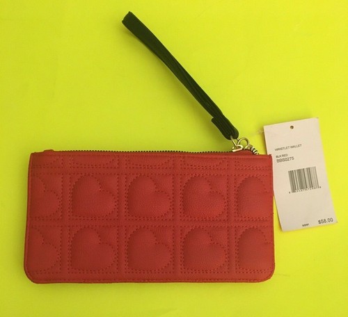 ❤️RAR AUSVERKAUFT - NEU BETSEY JOHNSON ROT GESTEPPT Herzen Geldbörse CLUTCH ARMBAND❤️ - Bild 3 von 8