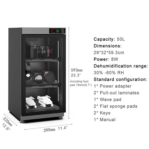 50L Camera Electronic Digital Dehumidify Cabinet Dry Box Lens Equipment Storage - Picture 3 of 9