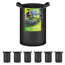 Plant Grow Bag 3 Gallon 6-Pack Fabric Pots 300g Thick Nonwoven Fabric Black