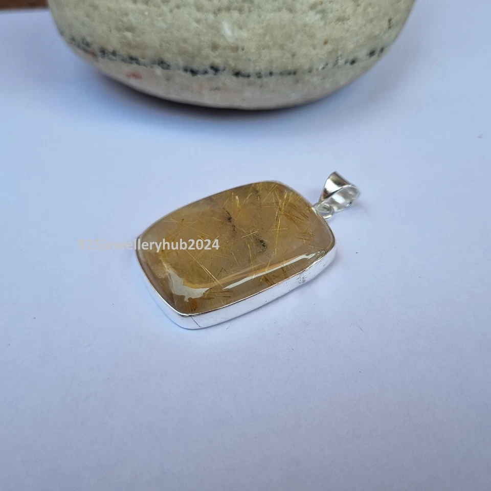 Nice Rutile Quartz Gemstone Pendant 925 Sterling Silver Handmade Pendant PG4754 - Image 4 of 4