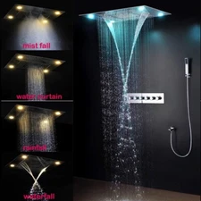 23"x31" Luxurious Classic Design recessed waterfall & rainfall LED shower system