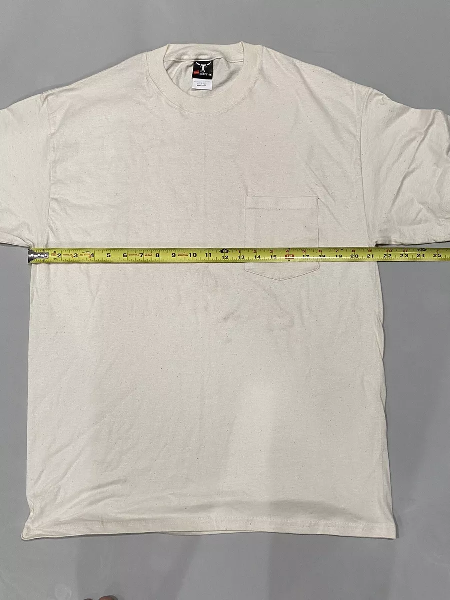 Vintage 90s Hanes Beefy Tee T-shirt - Pocket Blank Beige NOS L (100% cotton)