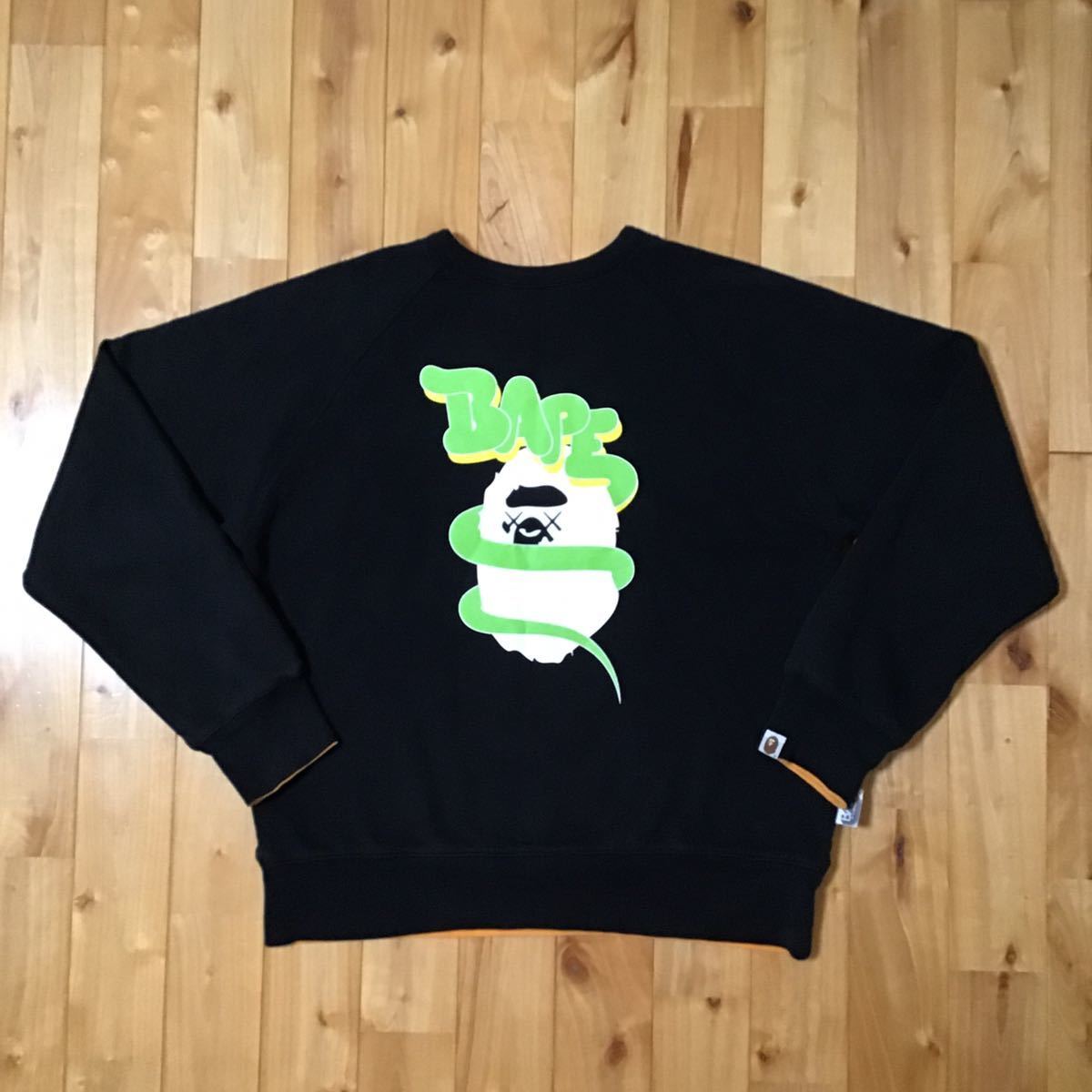 初期　A BATHING APE BAPE KAWS スウェット　パーカー　L BAPE × kaws 4-sided reversible long sleeved sweat shirts A