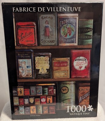 Fabrice De Villeneuve Antique Tins 1000 Piece Jigsaw Puzzle ~ 27''×20'' ~ 2015 NEW