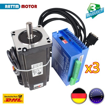 3 Sets CNC Nema 34 Closed Loop Servo Motor 12N.m 156mm&2-Phase Hybrid Driver Kit