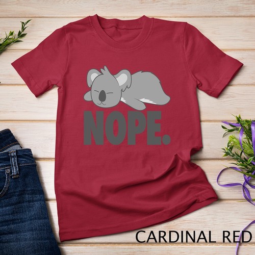 Nope Lazy Koala Cute Lazy Animal Lovers Gift Unisex T-shirt - Picture 3 of 15