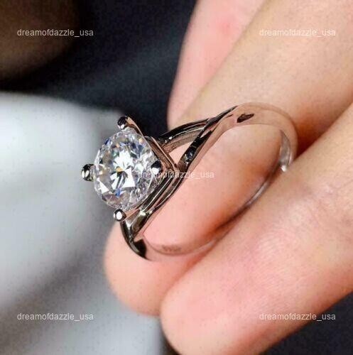 14K Solid White Gold Brilliant Cut April Lab Grown Diamond Ethnic Solitaire Ring - Bild 6 von 18