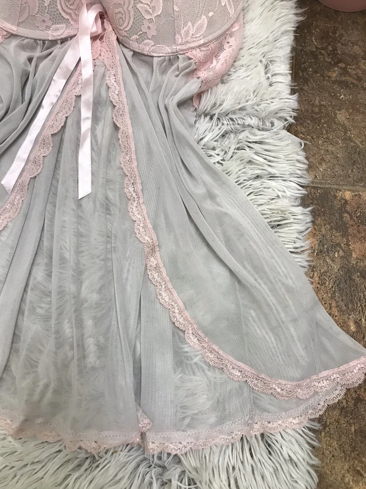 Джессика Симпсон слоновой кости цветочный на косточках кружева Babydoll Nightie Teddy Sz Lg - Изображение 4 из 4