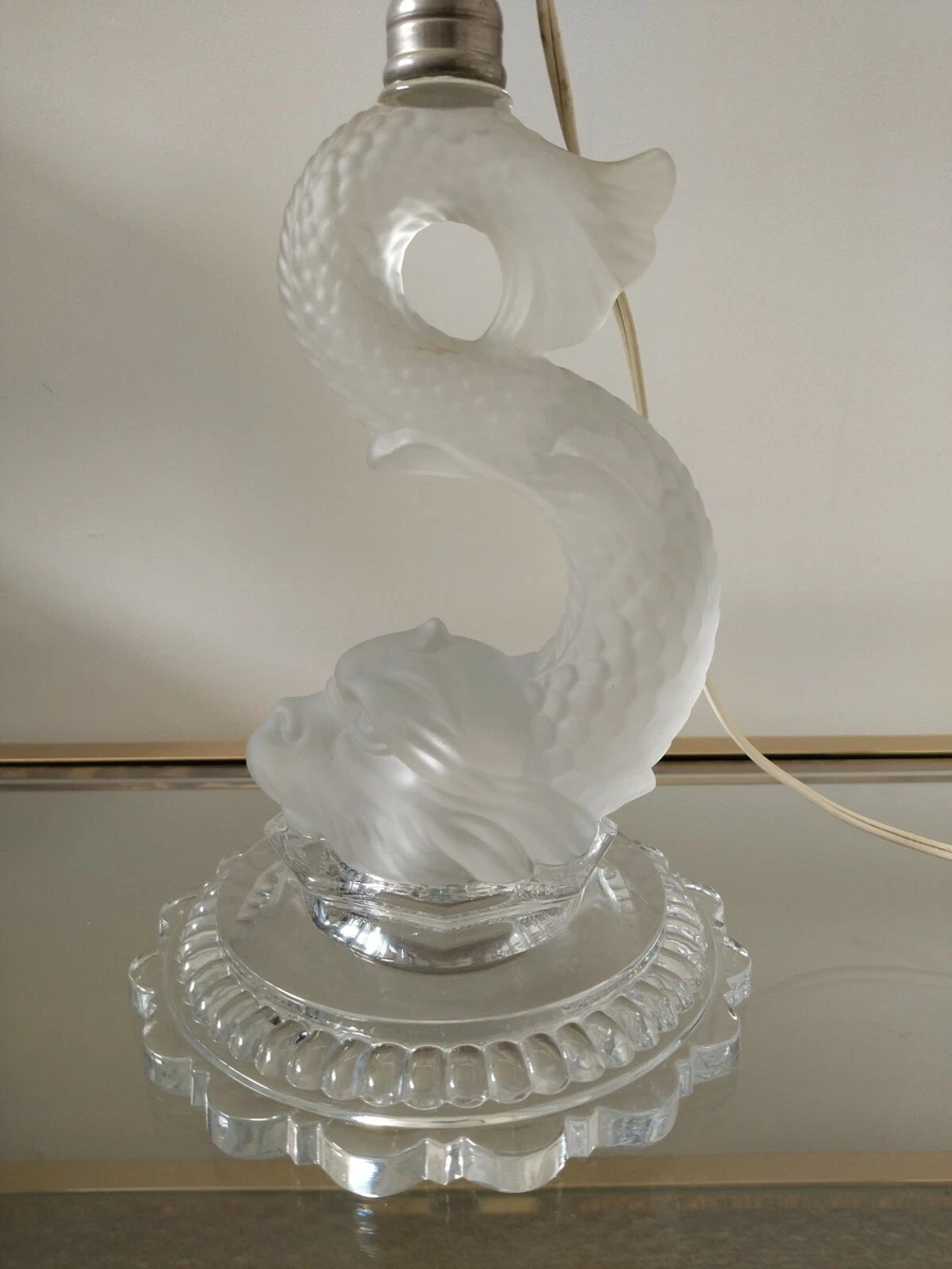 Antique Baccarat Dolphin Fish Table Lamp Signed