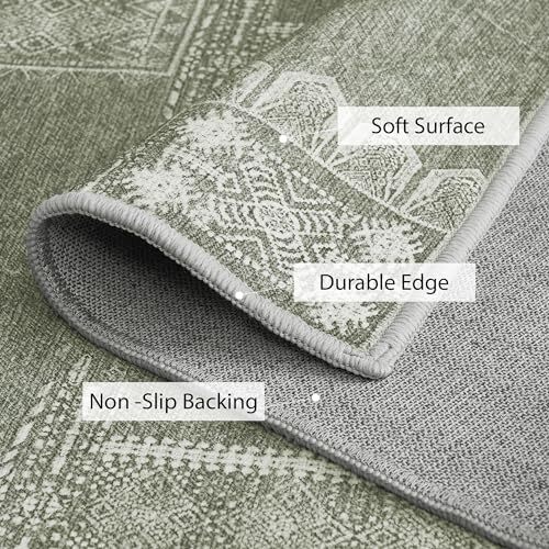 Washable Rugs Green Area Rugs 8x10 Geometric Thin Rugs - 8' x 10' Sage Green - Picture 3 of 7