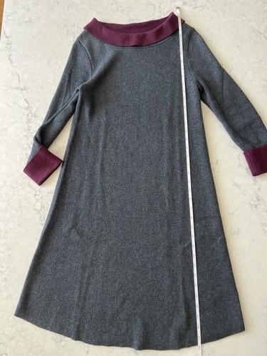 Adrienne Vittadini Sweater Dress Small Gray Burgundy Long Sleeve Stretch NWOT - Picture 7 of 9