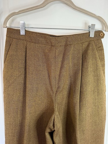 Pantalones de vestir plisados de lana virgen marrón Burberrys para mujer - talla 10 - Imagen 3 de 6