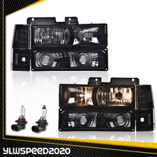 Fit For 1994-1998 GMC C10 C/K Sierra Suburban Yukon 2X Smoked Lens Headlights 