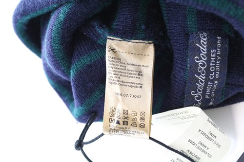 SCOTCH & SODA Ams Couture Men Hat OS Blue Striped Wool Cotton Beanie 2 Pack - Picture 7 of 11