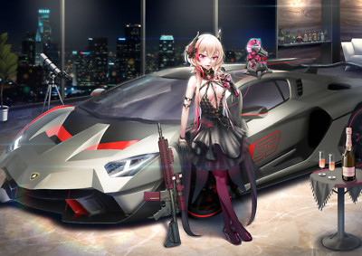 Anime girls frontline m4 sopmod ii lamborghini sc18 Playmat Game Mat Desk