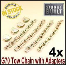 4x Chain Adapter With G70 Tow Chain Ratchet Tie Down Straps Truck Trailer Axle