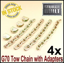 4x Chain Adapter with G70 Tow Chain Ratchet Tie Down Straps Truck Trailer Axle
