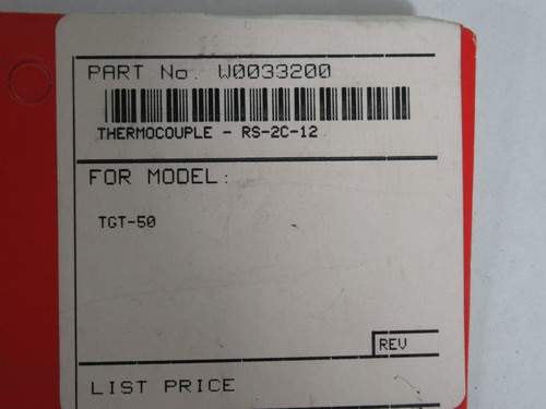 Teledyne Laars W0033200 RS-2C-12 Thermocouple for Model TGT-50 ! NEW ! - Picture 2 of 2