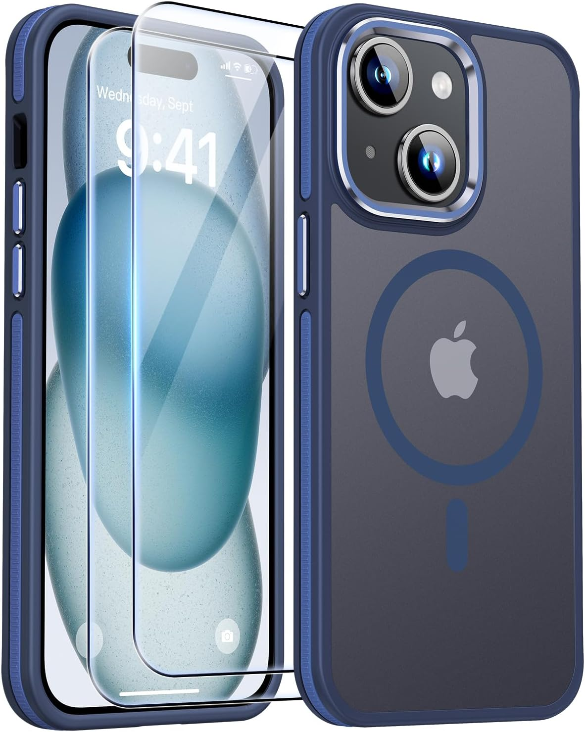 for Iphone 15 Case, Iphone 15 Phone Case with 2 Tempered-Glass Screen Protectors-image