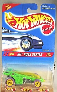 Hot Wheels Shadow Jet 2008 - Modèle #122 Team Jet Rides, Bleu Avec Jantes Rouges 5 Branches, Boîte Scellée