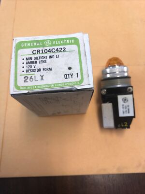 General Electric CR104C422 Pilot Light 120 VOLT AC/DC AMBER LENS RESISTOR FORM 