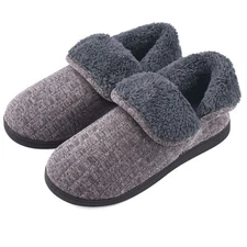 Mens Comfy Fuzzy Memory Foam Slippers Boots Faux Fur House Shoes Outdoor 