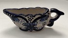 New ListingHand Painted Talavera Mexico Folk Art Ceramic Creamer Gravy Boat Signed Blue