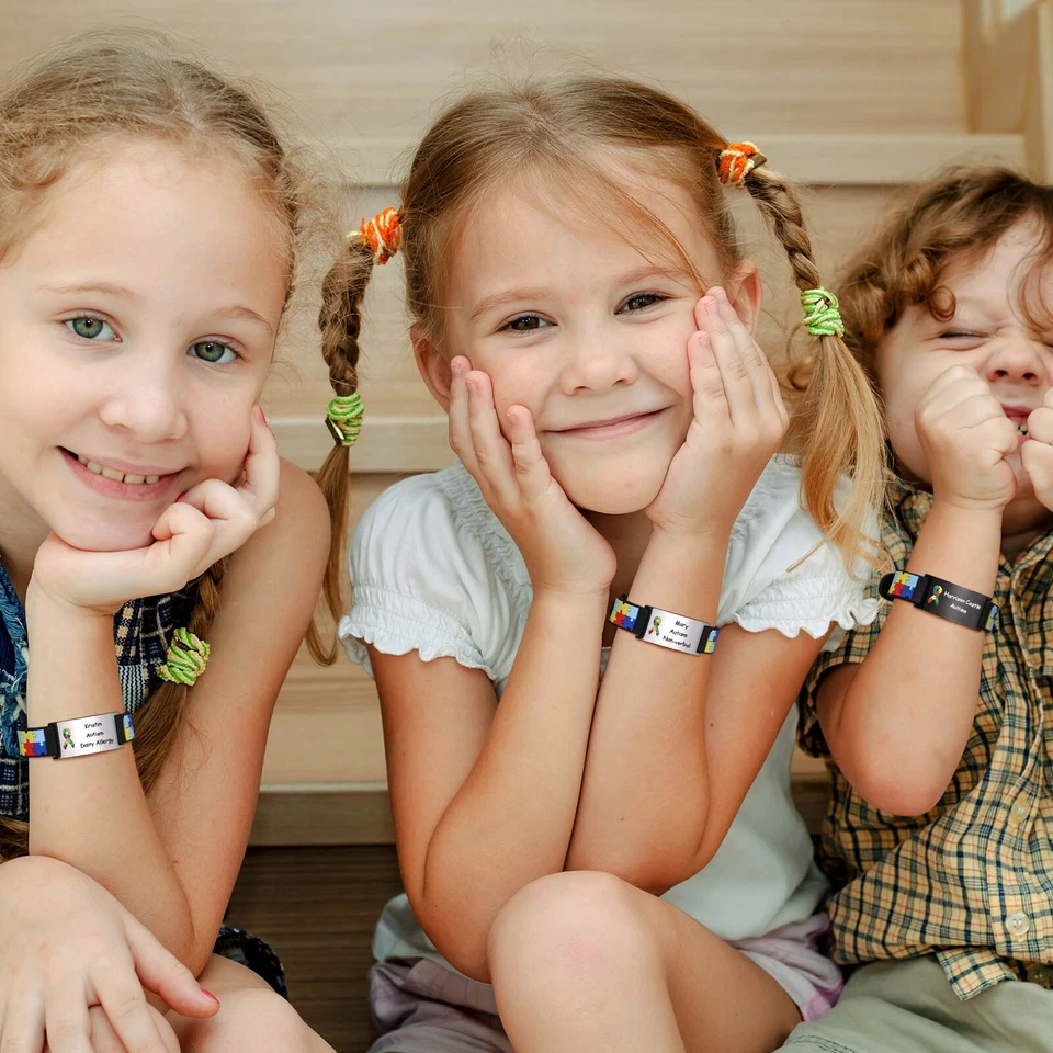 Personalisierte Autismus ICE Info Weiche Silikonbänder Armband Mädchen Jungen - Bild 2 von 4