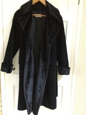 Planet Wool & Cashmere Coat Fur Collar & Cuffs With Belt Size 8