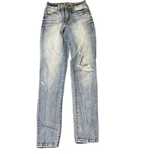 Rewash Jeans Super High Rise Vintage Reunion Distressed Destroyed Holes Size 1