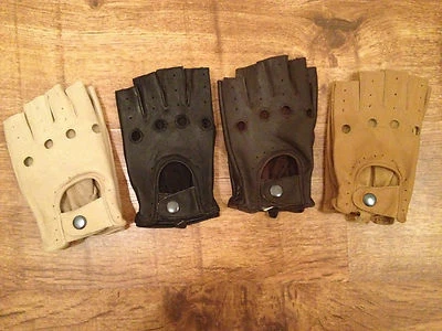 MAKE OR BREAK NEW* MENS FINGERLESS DRIVING GLOVES SOFT GENUINE REAL LEATHER MOTOR BIKE FASHION
