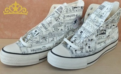 CONVERSE x PEANUTS Snoopy Comic Print High Top Sneakers White Black 1SD795
