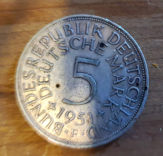 5 DM Bundesrepublik Deutschland 1951 F Adler Motiv Münze
