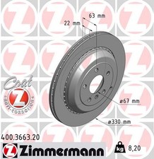 2x ZIMMERMANN Bremsscheibe COAT Z 400.3663.20 f&uuml;r KLASSE MERCEDES GL W251 W164