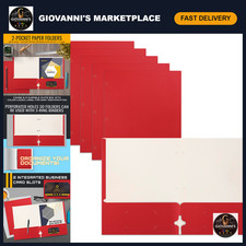 50-Pack Red Two Pocket Portfolio Folders for Letter Size Paper, Office Supplies