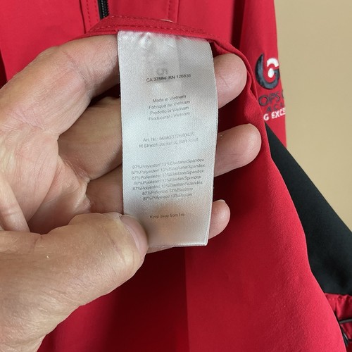 Full Zip Jacket Mens S Red Gray L/S Polyester Spandex Logo On Sleeve - Picture 11 of 11
