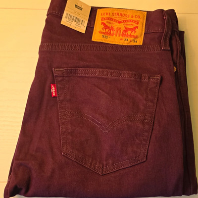 Levi's 511 Slim Fit Burgundy Dark Wash Denim Jeans Men's Mid Rise 5-Pocket