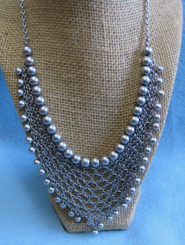 Vintage Style Costume Jewelry Chainmail and Beads Necklace Boho