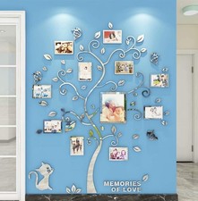 3D Tree Wall Stickers - Family Tree Wall Decor Black Trunk Picture Frame DIY ...