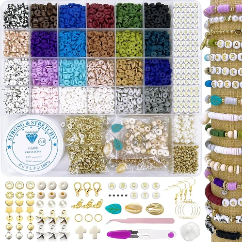 Clay Beads Bracelet Making Kit for Beginner 5000Pcs, 24 Colors Boho Jewelry Maki
