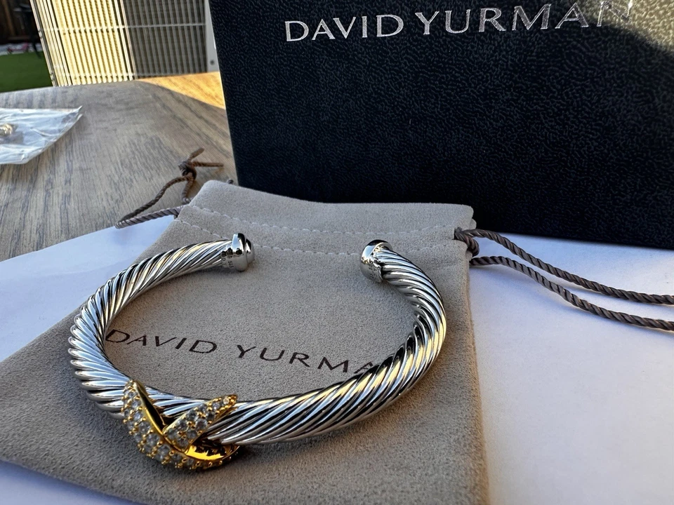 David Yurman 925 Sterling Silver Cable 7mm Cuff Bracelet Vintage DY - Image 2 of 4